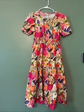 NWT Kormei Floral Smocked Puff Sleeve Garden Party Wedding Guest Dress Medium